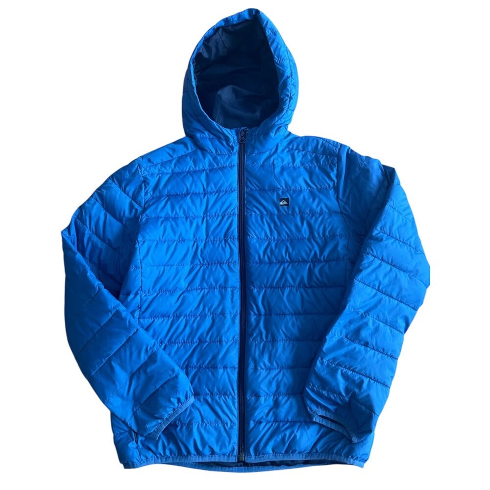Boys Blue Puffer Jacket Coat, Quicksilver, Size L 14